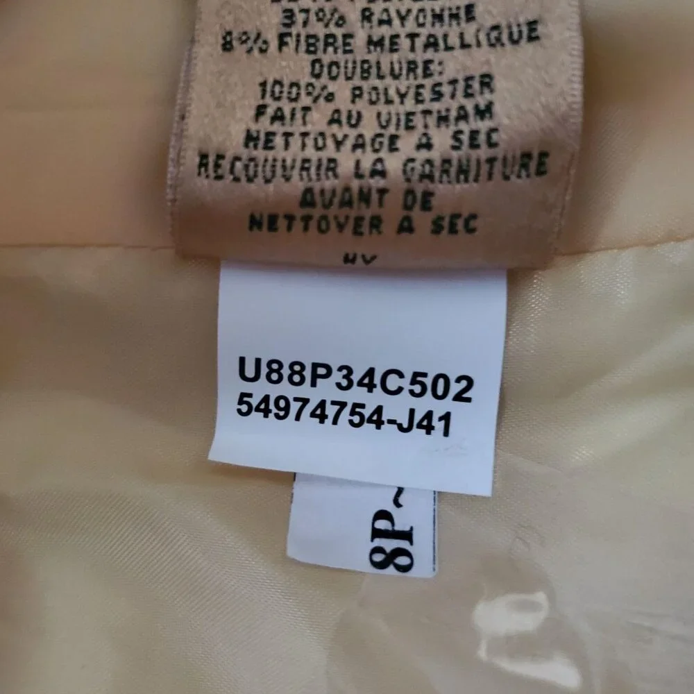 KASPER Women's Petite Rhinestone Buttons Metallic Floral Coat Jacket Size 8P - Picture 9 of 12